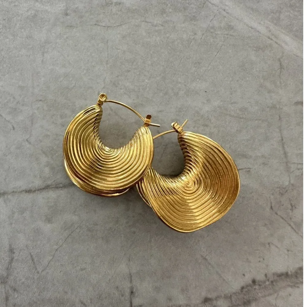 Folded Gold Plated Stainless Steel Hoop Earrings